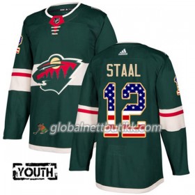Minnesota Wild Hockeydrakt Eric Staal 12 2017-2018 USA Flag Fashion Grønn Adidas Authentic - Barn